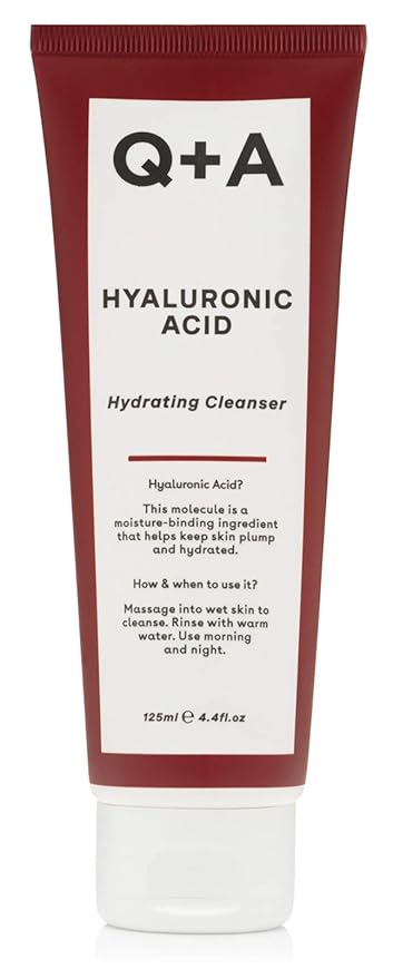 Q+A Hyaluronic Acid Hydrating Cleanser (125ml), Gentle Foaming Cleanser, Face Wash with Aloe Vera and Coco Betaine, Hydrating and Non-Drying, Fragrance Free Skincare
