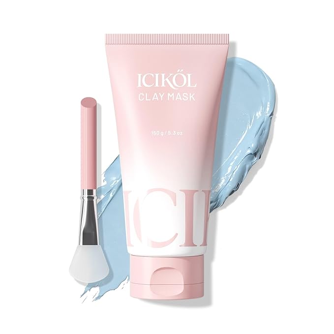 Deep Cleansing Blue Clay Face Mask, with Pearl Peptide & Radiance Mud, 5.3 oz Large Size – Hydrating Mud Mask with Brush, Zero Pore Blackhead Mud Facial Mask for All Skin Types