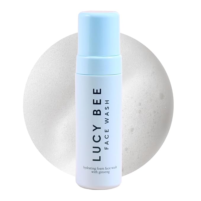 Lucy Bee Hydrating Foam Face Wash for Men & Women, Certified Natural Daily Face Wash with Ginseng, Dermatologist Approved for Sensitive Skin, Safe for Teen Skin, 5.07 fl oz.