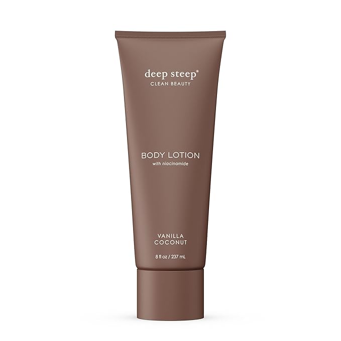 Deep Steep Body Lotion, Vanilla Coconut, 8 oz – Moisturizer with Coconut Oil, Shea Butter, Argan Oil, Aloe Vera & Niacinamide – Vegan, Clean Beauty, Daily Skin Hydration