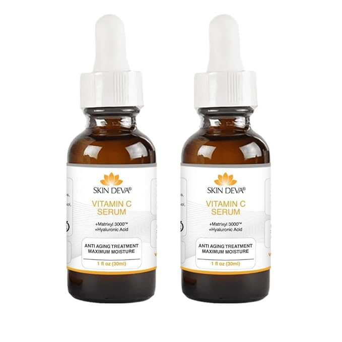 Skin Deva Vitamin C and Hyaluronic Acid Serum for Face Matrixyl 3000 Anti Aging Serum, Anti Wrinkle Facial Serums - Improve Appearance of Dark Spots, Tone, Fine Lines, Glowing -(PACK OF 2)