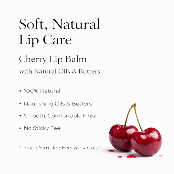 Cherry Lip Balm | Sheer Cherry Tint | Natural Lip Balm & Moisturizing Care with Shea Butter, Cocoa Butter, Beeswax & Almond Oil | Hydrating Lip Balm for Soft, Smooth & Healthy Lips | L6 KØØZMETIK
