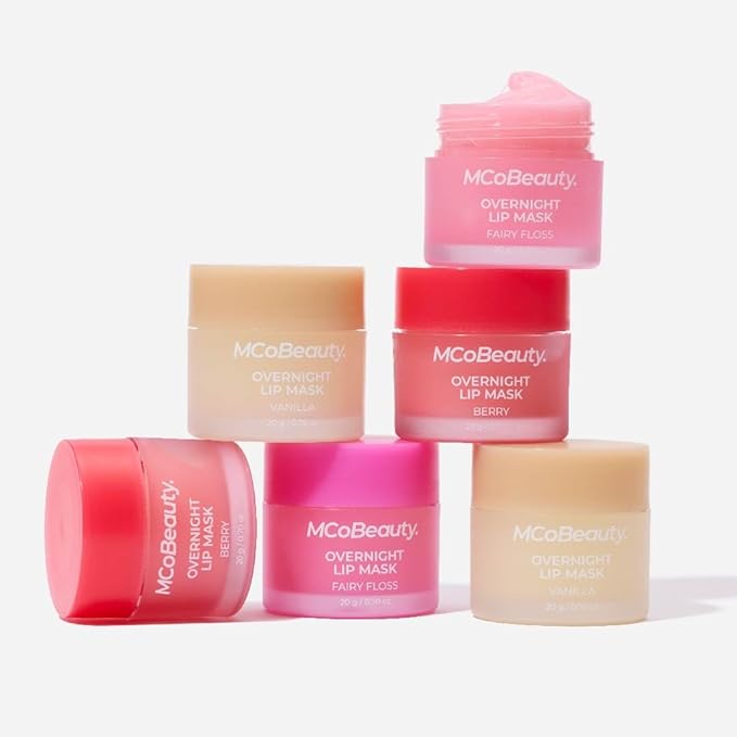 MCoBeauty Double Duty Lip Mask Fairy Floss - Hydrating Lip Balm with Coconut Oil Vitamin E Hyaluronic Acid - Overnight Lip Mask Treatment for Dry Lips - Tinted Lip Care, Vegan Cruelty Free - 15g