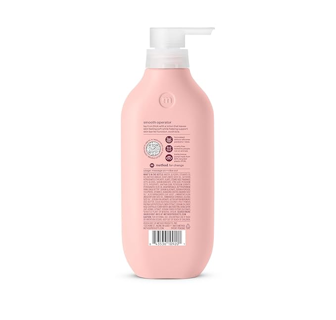 Method Body Lotion, Pure Peace, Rose Water, Peonies + Pink Sea Salt notes, 24 Hours of Moisture, 14 oz,(Pack of 2)