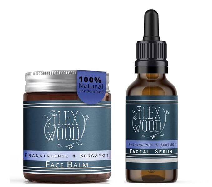 Frankincense and Bergamot Gift Set for both Men and Women - Face Cream and Serum - handcrafted, 100% Natural, Vegan, Moisturising, Anti Ageing, Cruelty Free, Palm Oil Free, Plastic Free