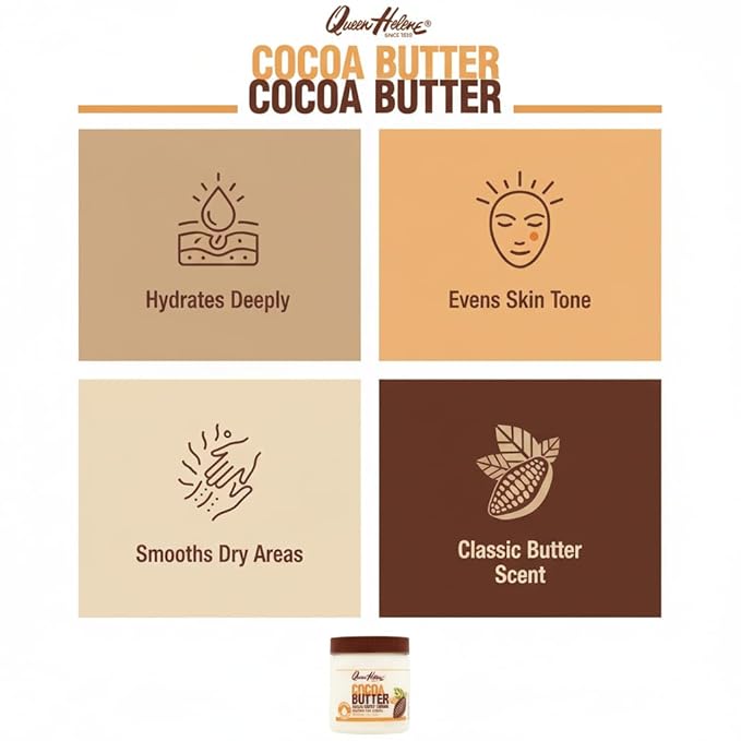 Queen Helene Cocoa Butter Face & Body Cream – Extra Rich Moisturizing Formula for Dry Skin | Softens, Smooths & Restores Radiance | 4.8 oz Jar