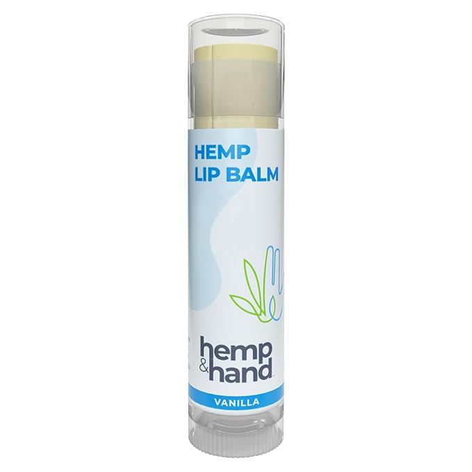 Organic Vanilla Hemp Lip Balm with Beeswax, Coconut Oil and Vitamin E - by Hemp and Hand (1-Pack)