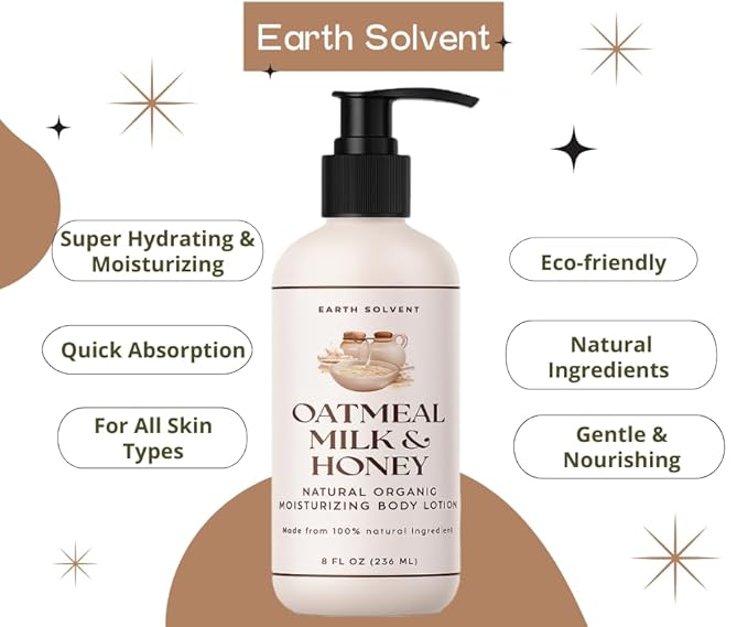 Natural Organic Moisturizing Body Lotion Lightweight & Non-Greasy, Shea Butter Body Lotion Made with All Natural Ingredients | For All Skin Types (8oz, Oatmeal Milk and Honey)