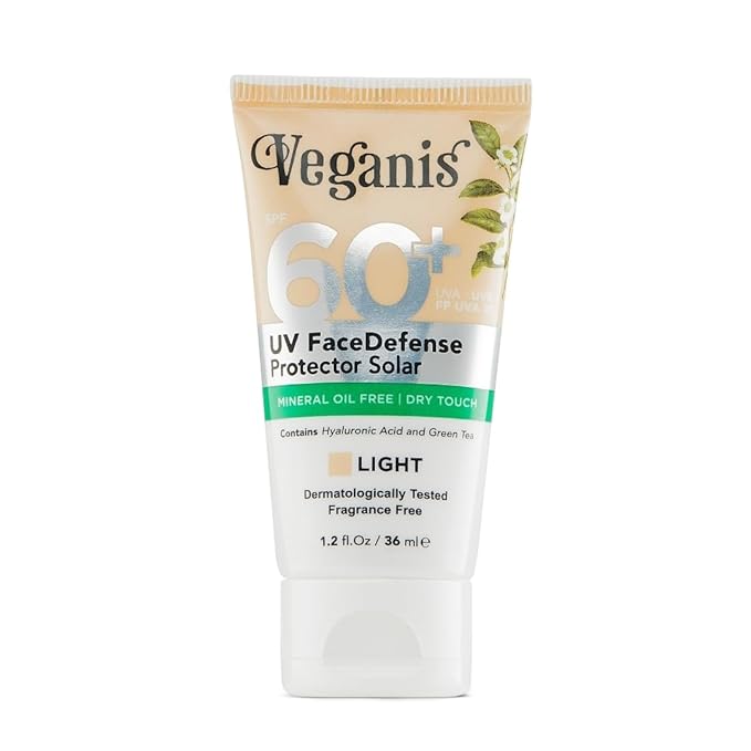 Sunscreen SPF 60 Light Tone – Hyaluronic Acid & Green Tea – Tinted Face Sunscreen for Daily Use – Broad-Spectrum UVA/UVB & Blue-Light Protection – Hydrating Dry-Touch Vegan Formula