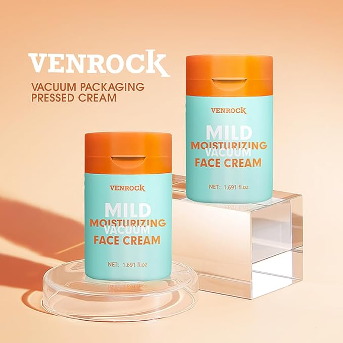 Venrock Mild Face Cream, Daily Facial Moisturizer for Sensitive Skin, Hydrating & Nourishing Skincare with Macadamia Oil+Probiotics+Hyaluronic Acid, Repair Barrier, 72 H Moisture Lock, 1.69 fl oz