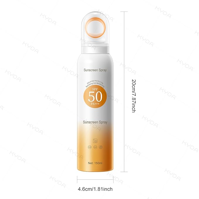 KYDA Reef Safe Sunscreen Spray, SPF 50 Body Sunscreen Infused with Vitamin E, 360° Mist, Lightweight Non-Greasy, Water Resistant, UV Protection for Face and Body, 5.07 fl oz