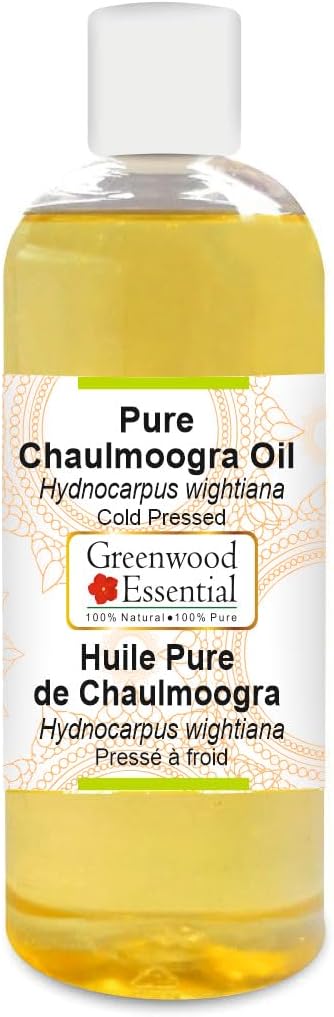Greenwood Essential Pure Chaulmoogra Oil (Hydnocarpus wightiana) Cold Pressed 200ml (6.76 oz)