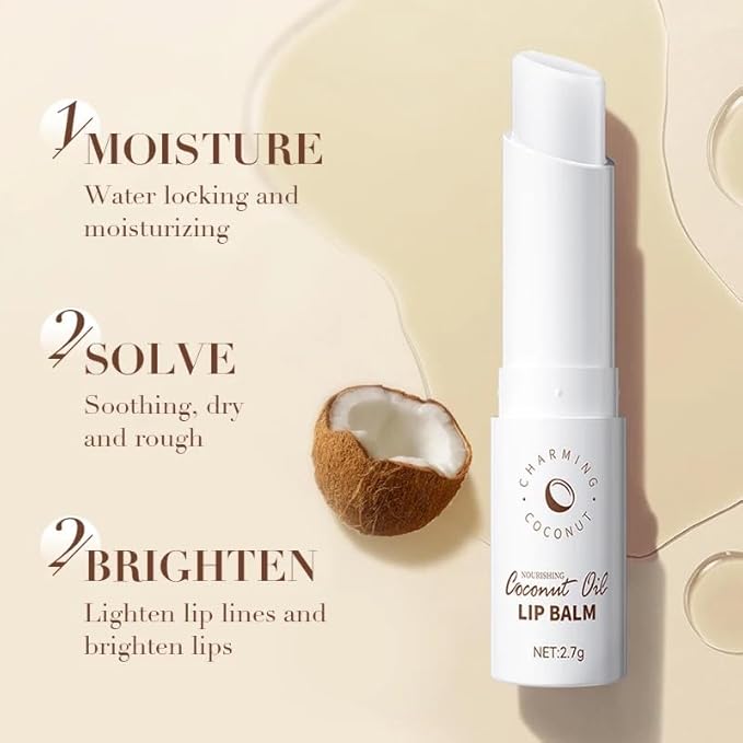 Sadoer Coconut Oil Lip Balm - Hydrating, Soothing, Long-Lasting Protection, All-Season Protection