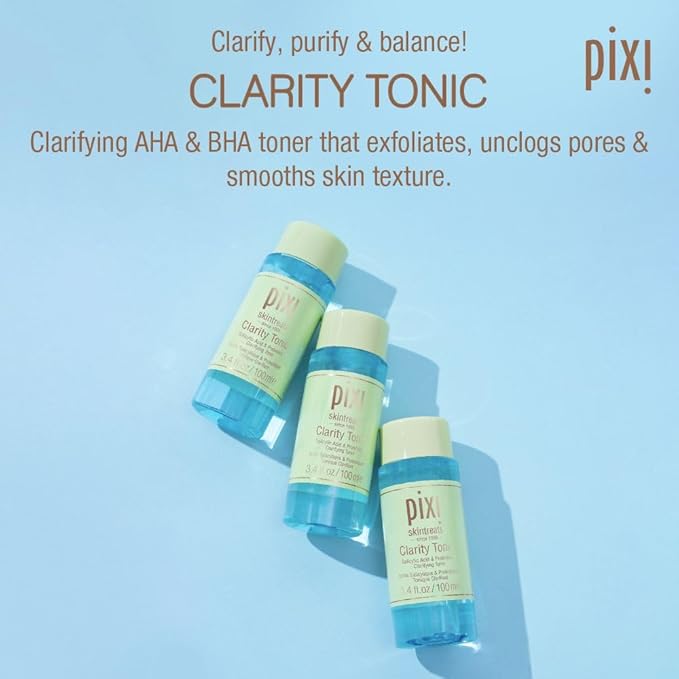 Pixi Beauty Clarity Tonic, AHA & BHA Toner | Minimize Pores, Promote A Clearer, Healthier Complexion, 250 ml