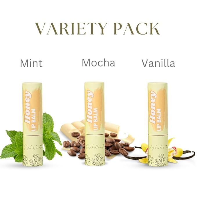 Natural Honey Lip Balm - 100%-grassfed Beef Tallow, Organic Raw Honey & Argan Oil - Ultra Moisturizing, Conditioning, No Paraffin, Non Toxic, all Natural - 3 Pack (3x0.15 oz) Untinted