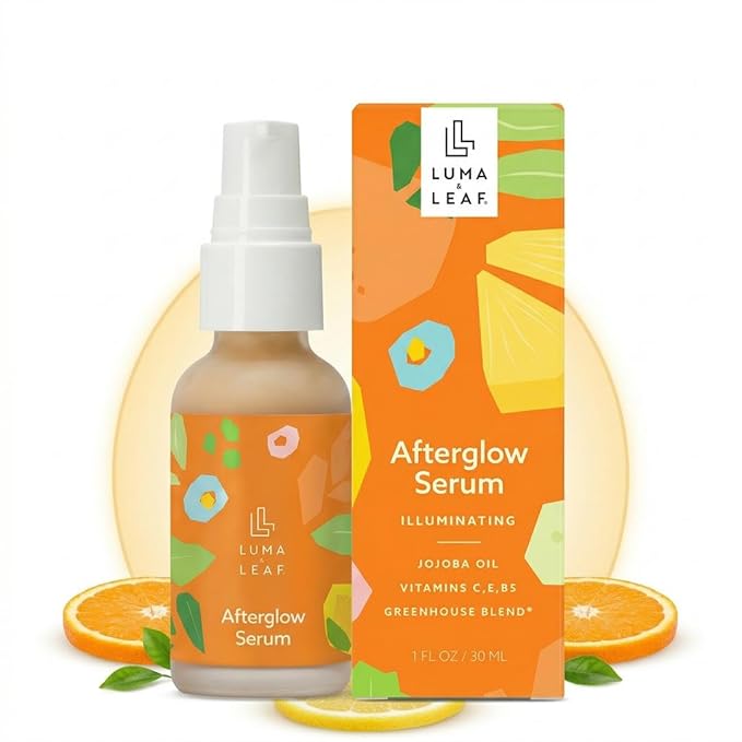 LUMA & LEAF Vitamin C Serum for Face - Brightening & Dark Spot Corrector Serum with Jojoba Oil, Squalane - Reduces Hyperpigmentation, Uneven Skin Tone for All Skin Types - Vegan, 1 FL Oz