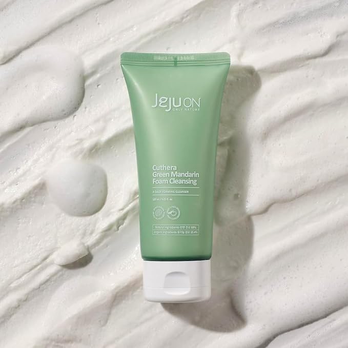 Cuthera Green Mandarin Korea Cleansing Foam 4.05 Fl Oz - Vegan Natural Skincare, Hydrating, Makeup Cleansing, Moisturizing, Skin Calming, Exfoliation Care, Waste Care