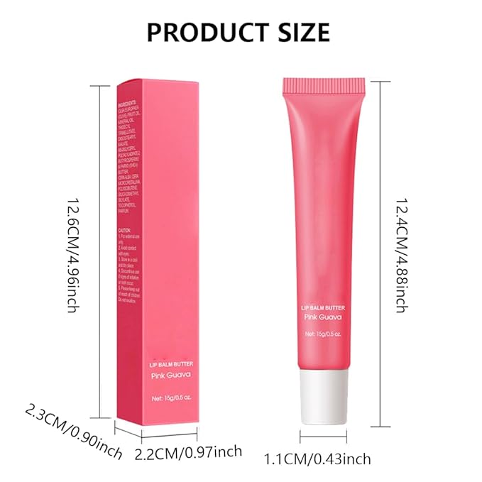 FeiCuiYun Summer Lip Butter Lip Balm, Ultra-Hydrating Natural Vegan Lip Balm, Sheer-Tinted Shine & Hydration, Soothes & Softens Dry Lips Skincare, Bálsamo labial hidratante #5 Pink Guava