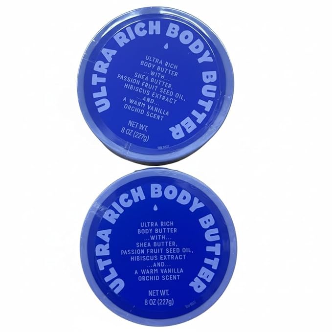 2 Pack Luxuriant Ultra Rich Body Butter made with shea butter, passion fruit seed oil, hibiscus extract and warm vanilla orchid scent – 8 oz (227g) each