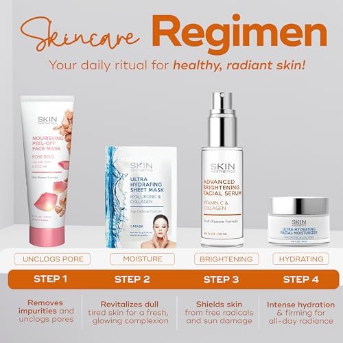 Skin Aesthetics Vitamin C Serum For Face - Dermatologist Tested - with Collagen For Dark Spots, Anti-Aging & Acne + Fine Lines & Wrinkles - Vegan, Clean Beauty Korean Skin care - Duo Pack