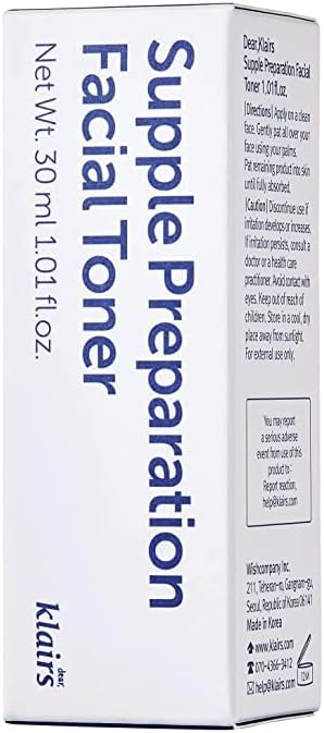 DearKlairs Supple Preparation Facial Toner, pH Balance, Moisturizer, Korean Skincare, Non-Sticky, for Sensitive Skin Face, K-Beauty, 1.01 Fl Oz