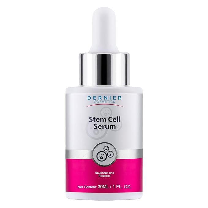 Dernier Stem Cell Face Serum – 3% Bio-Vegan Stem Cells, 1% Hyaluronic Acid, 0.3% Allantoin | Overnight Hydrating Serum for Smoother-Looking Skin & Youthful Appearance (1 fl oz)