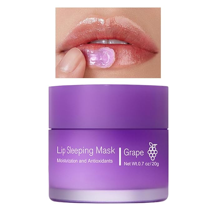 Nourish & Hydrate Lip Mask, Sleeping Lip Mask With Vitamin E, Hydrating & Moisturizing Lip Balm, Lip Skin Care, Night Sleep Anti-chapped Lip Cream Reduce Lip Lines (04# Grape)