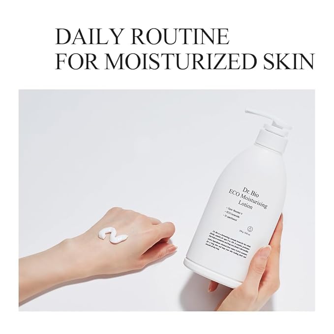 Dr.Bio Eco Moisture Lotion, Body & Face Daily Moisturizer for Sensitive Skin Types with Ceramide Shea Butter, Probiotics & Cica, Organic & Vegan, Fragrance-Free, Hypoallergenic Korean Skincare