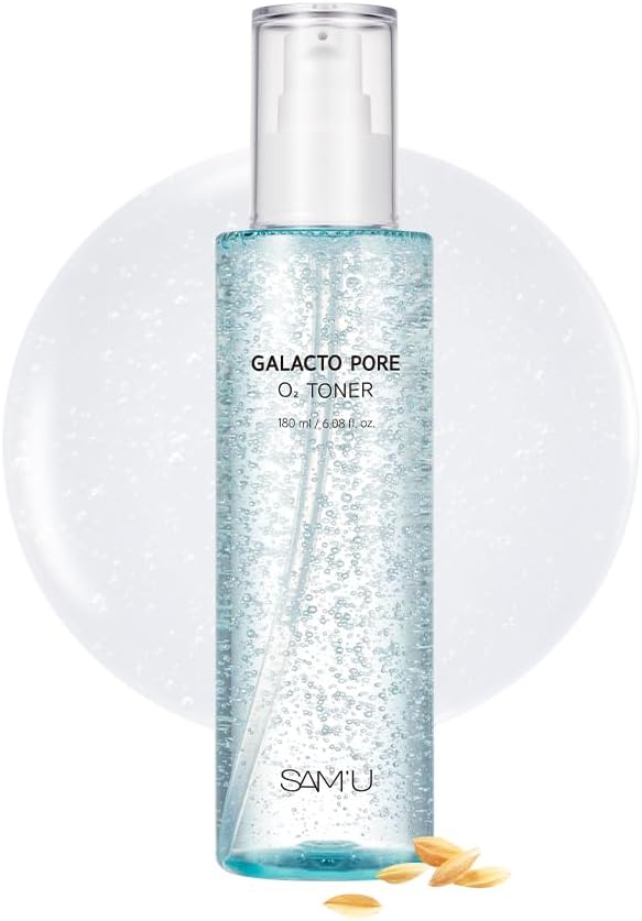 SAM'U Galacto Pore O2 Toner, Hydrating & Pore Care Toner, Oxygen Bubble & Galactomyces, Exfoliating for Sebum Control & Suitable for All Skin Types, Korean Toners, 6.08 Fl. Oz