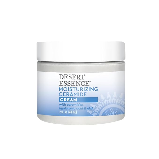 Desert Essence Moisturizing Ceramide Facial Cream 2 fl oz - Vegan, Gluten-Free. Cruelty-Free - Supports Skin's Natural Moisture Barrier - Moisturize and Rejuvenate - Perfect for Sensitive Skin