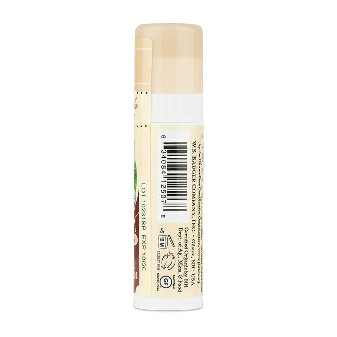 Badger - Cocoa Butter Lip Balm, Creamy Cocoa, Certified Organic Lip Balm, Fair Trade, Natural Lip Balm, Lip Butter, Lip Balm Cocoa Butter, Cocoa Care Lip Balm, 0.25 oz