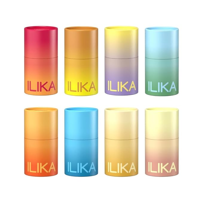 ILIKA Lip Balm, 2X Volume, Organic, Plastic-free, Vegan & Cruelty-Free, COSMOS Certified, PETA Certified, Plant-Based, Biodegradable Tube, 8 Pack, Lip Care Products, Assorted - 0.3 oz each
