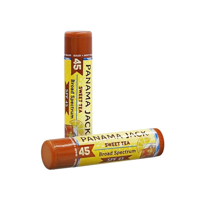 Panama Jack Sunscreen Lip Balm - SPF 45, Broad Spectrum UVA-UVB Sunscreen Protection, Prevents & Soothes Dry, Chapped Lips, Sweet Tea, 3-pack