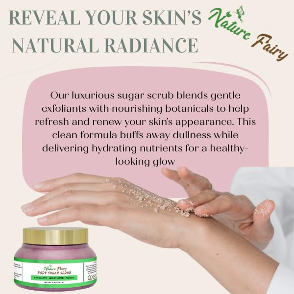 Radiant Glow Sugar Scrub – Exfoliate, Hydrate & Renew with Organic Sugar & Plant Oils – 8oz