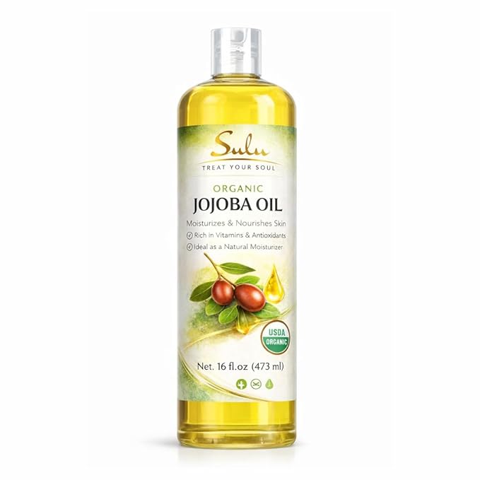 SULU ORGANICS 100% Pure Organic Unrefined Golden Jojoba Oil 16 Oz (Ounces)