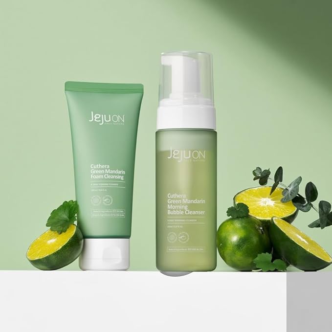 Cuthera Green Mandarin Korea Cleansing Foam 4.05 Fl Oz - Vegan Natural Skincare, Hydrating, Makeup Cleansing, Moisturizing, Skin Calming, Exfoliation Care, Waste Care