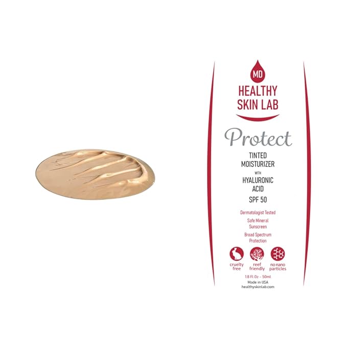 Healthy Skin Lab Protect Tinted Moisturizer SPF 50, Sheer Universal Tint, Lightweight Hydrating Mineral Sunscreen for Face, Hyaluronic Acid, Broad Spectrum Daily SPF, Dermatologist Tested, 1.8 oz