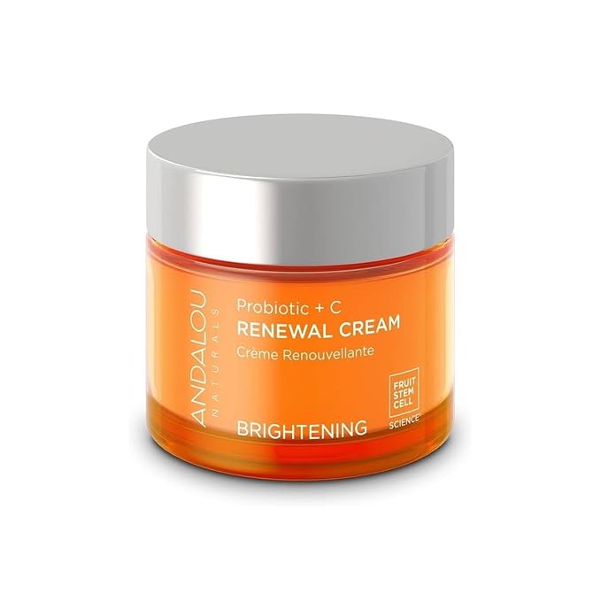 Andalou Naturals Probiotic + Vitamin C Renewal Cream - Complexion Enhancing Hydrating Face Moisturizer - Helps Promote Firmer Skin & More Even Tone - Lightweight, Non-Greasy Formula - 1.7 Oz