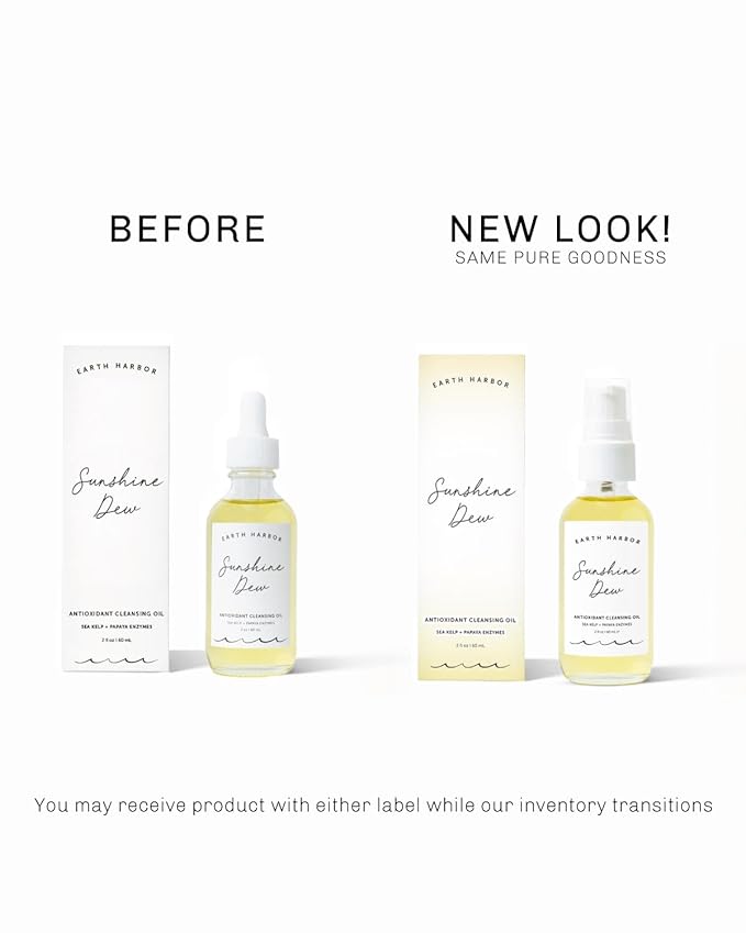 Earth Harbor | SUNSHINE DEW Cleansing Oil - Deep Cleanse & Makeup Remover | Papaya Enzymes and Sea Kelp | 2 fl oz
