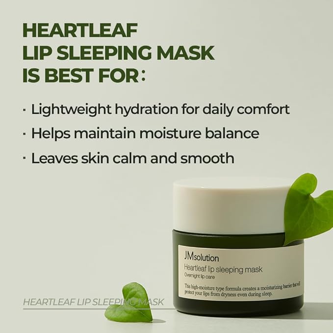 JMsolution Heartleaf Lip Sleeping Mask – Overnight Repair Lip Balm with Houttuynia Cordata & Shea Butter – Soothing & Hydrating Care for Dry, Chapped, and Sensitive Lips (20g / 0.70 oz)