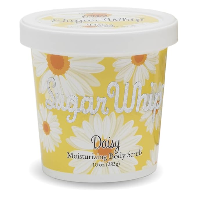 Primal Elements Sugar Scrub, Exfoliating Sugar Whip, Face and Body Cleanser, Moisturizer, Daisy, 10 oz Package