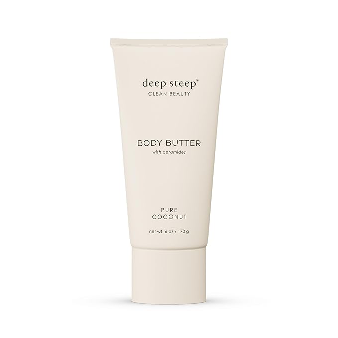 Deep Steep Body Butter, 6 oz – Rich Moisturizer with Ceramides, Coconut Oil, Argan Oil & Aloe Vera – Vegan, Clean Beauty, Smooth & Hydrated Skin (6 Ounces, Pure Coconut)