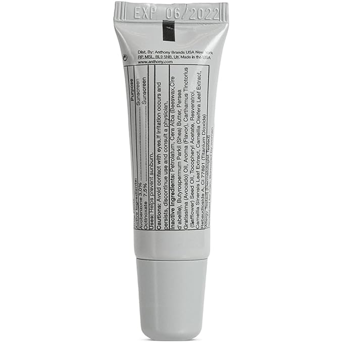 Anthony SPF 25 Lip Balm with Sunscreen for Lips 4-Pack, Contains Green Tea Extract Shea Butter and Vitamin E Moisturizing Repair Treatment for Chapped and Dry Lips Hydrates Protects and Nourishes Lips
