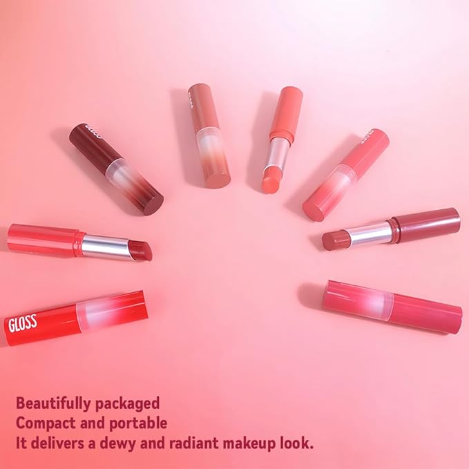 2Pc Butter Lipstick Tinted Lip Balm, Shine Moisturizing Plumper Lipstick for Women, Natural Nourishing Hydrating Lip Gloss Stain for Dry Lips, Lightweight Lip Liner Care Vegan Makeup, 04 & 05