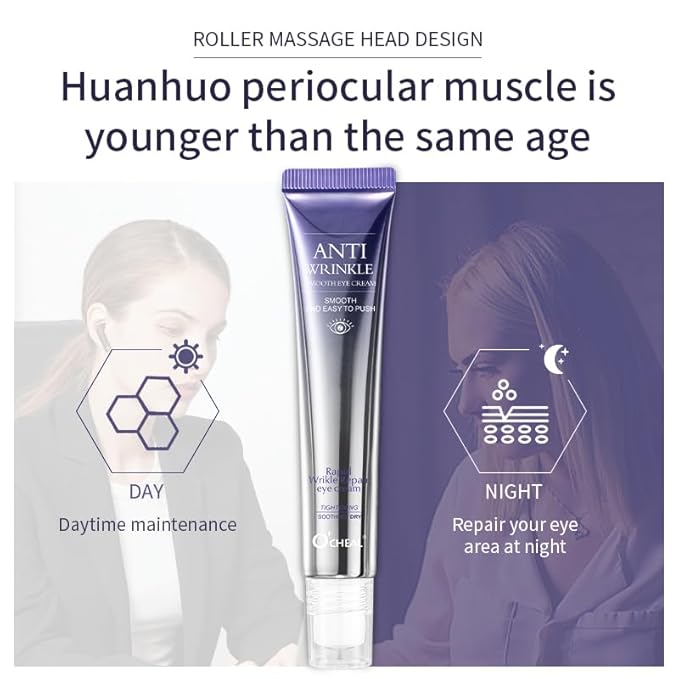 O'CHEAL Rollerball Massager Moisturizing Eye Cream Anti Dark Circle Firming Eye Cream Serum Hyaluronic Acid Eye Skin Care