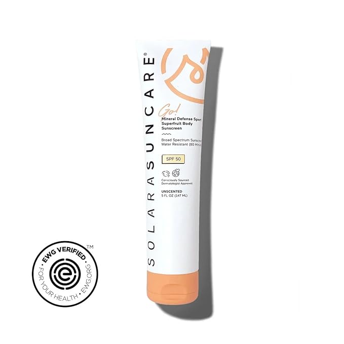 Solara Suncare - Go! Mineral Defense SPORT Superfruit Body Sunscreen, SPF 50 | EWG Verified, Vegan, Cruelty-Free, Reef-Friendly | Unscented, Sensitive Skin Safe, Water-Resistant (5 fl oz | 147 ml)