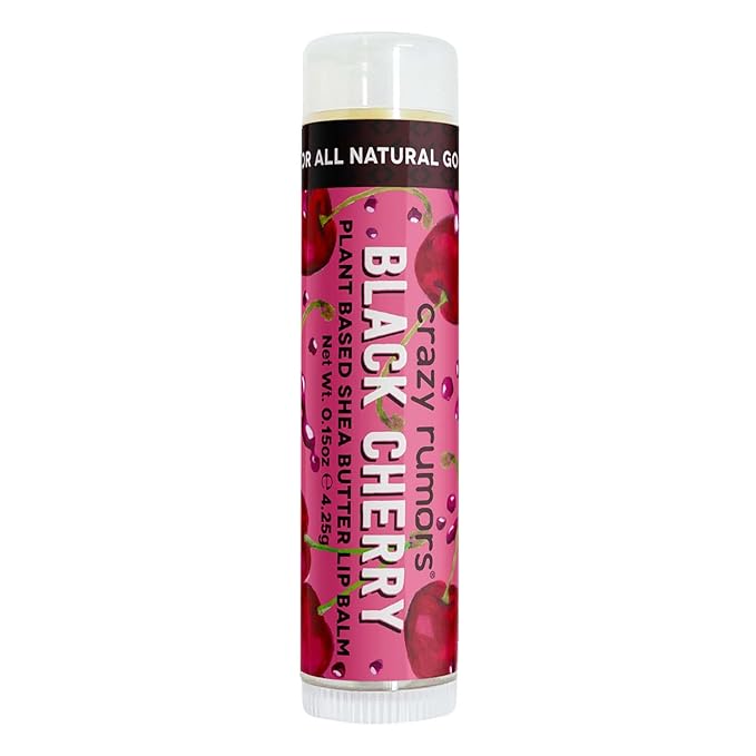 Crazy Rumors Black Cherry Lip Balm. 100% Natural, Vegan, Plant-Based, Made in USA (1-Pack)