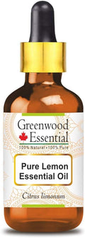 Greenwood Essential Pure Lemon Essential Oil (Citrus limonum) with Glass Dropper Steam Distilled 30ml (1.01 oz)