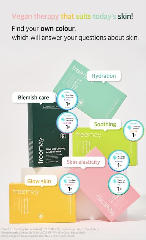 freemay Collagen Ampoule Mask 27ml (0.91 fl oz) × 10 Sheets (Blue Moisture)