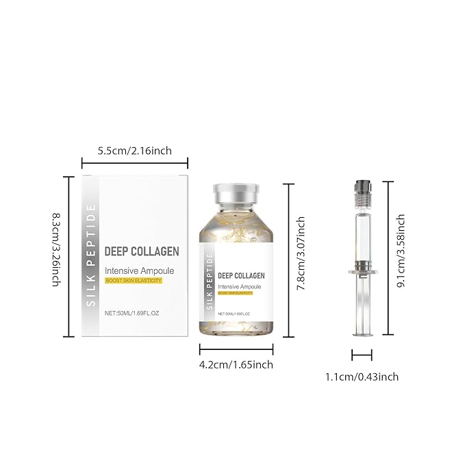 Silk Peptide Intensive Ampoule ，Copper Peptides Serum for Face with Collagen & Multi Peptides， Deep Collagen Hydrating Firming Serum for All Skin Types (Unscented, 2 piece)
